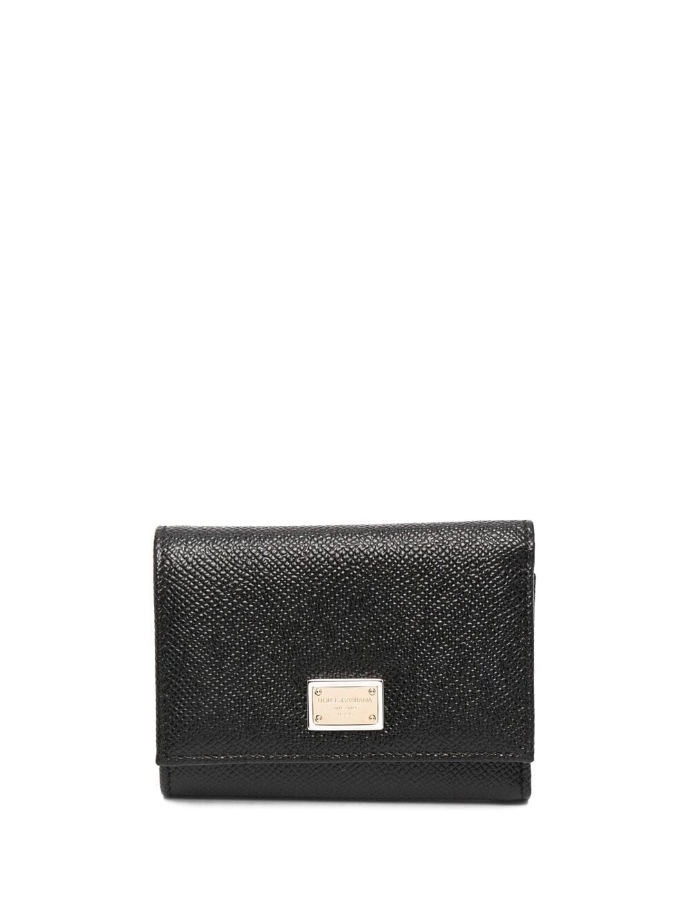 Dolce & Gabbana Leather Flap French Wallet Black