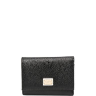 Dolce & Gabbana Leather Flap French Wallet Black