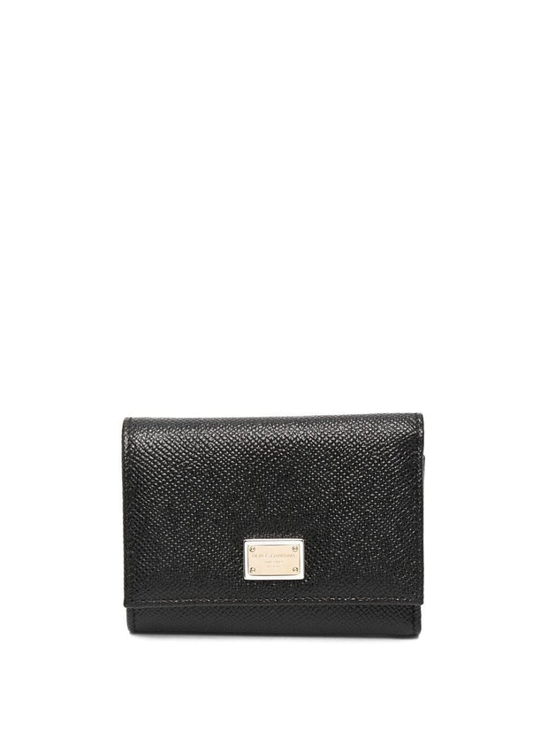 Dolce & Gabbana Leather Flap French Wallet Black