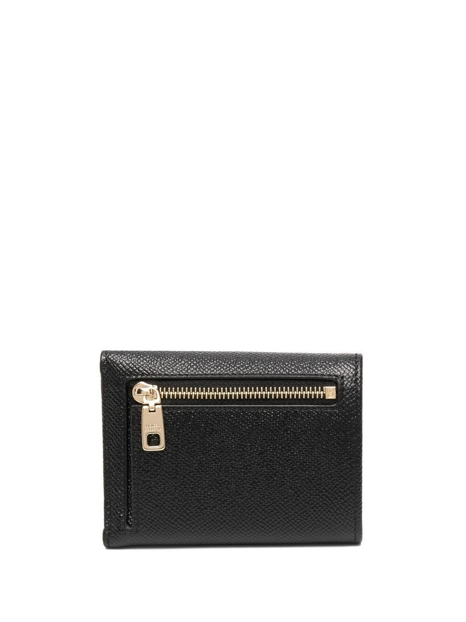 Dolce & Gabbana Leather Flap French Wallet Black