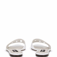 Dolce & Gabbana DG Logo Leather Flat Sandals White