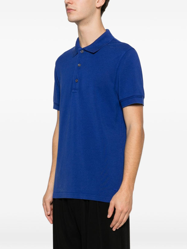 Tom Ford Cotton Blend Polo Shirt Blue