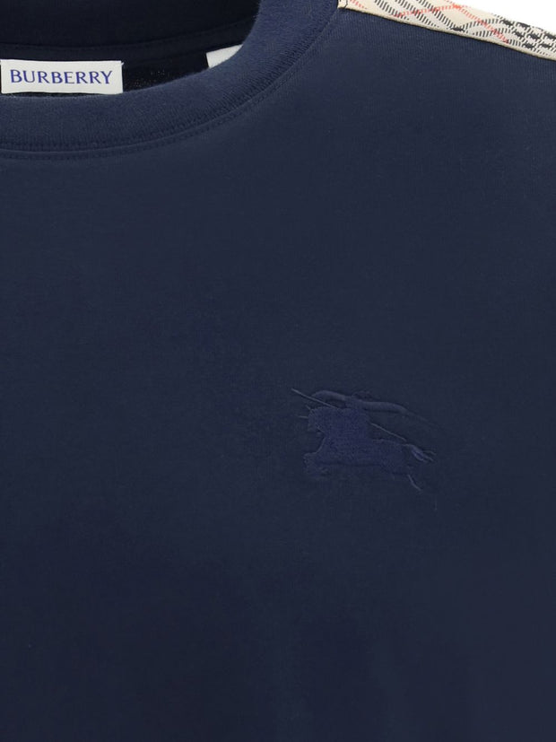 Burberry Check Motif Cotton T-shirt Blue