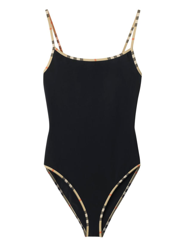 Burberry Check Detail Swimsuit Black