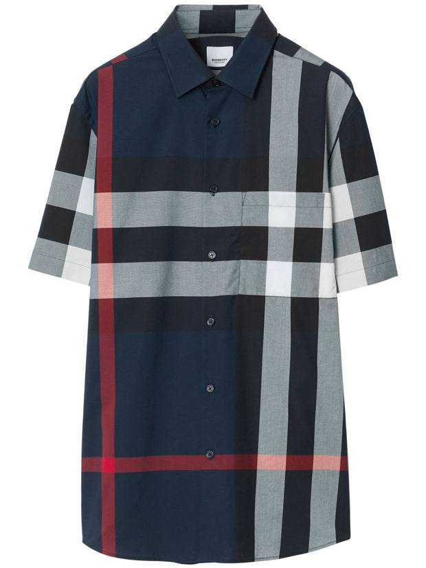 Burberry Check Cotton Shirt Blue