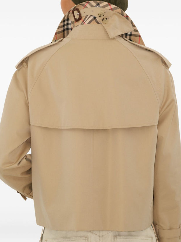 Burberry Cotton Cropped Trench Coat Beige