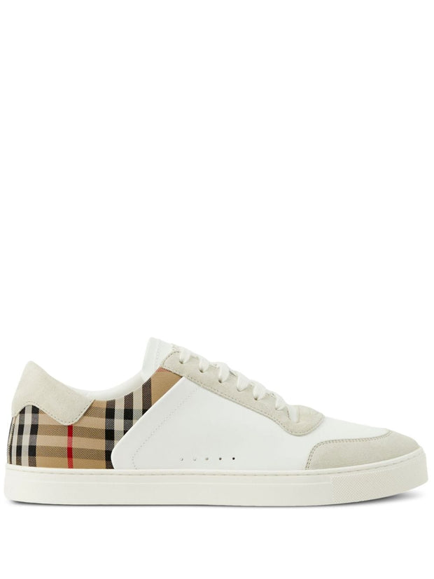 Burberry Check Motif Leather Sneakers White