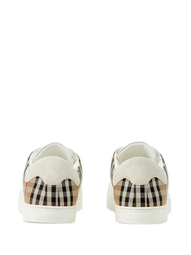 Burberry Check Motif Leather Sneakers White