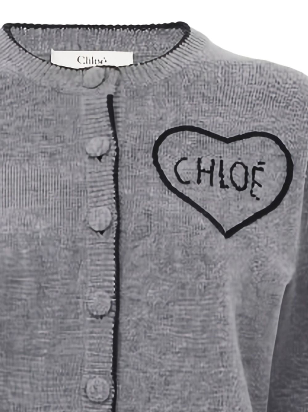 Chloé Logo Cashmere Cardigan Grey
