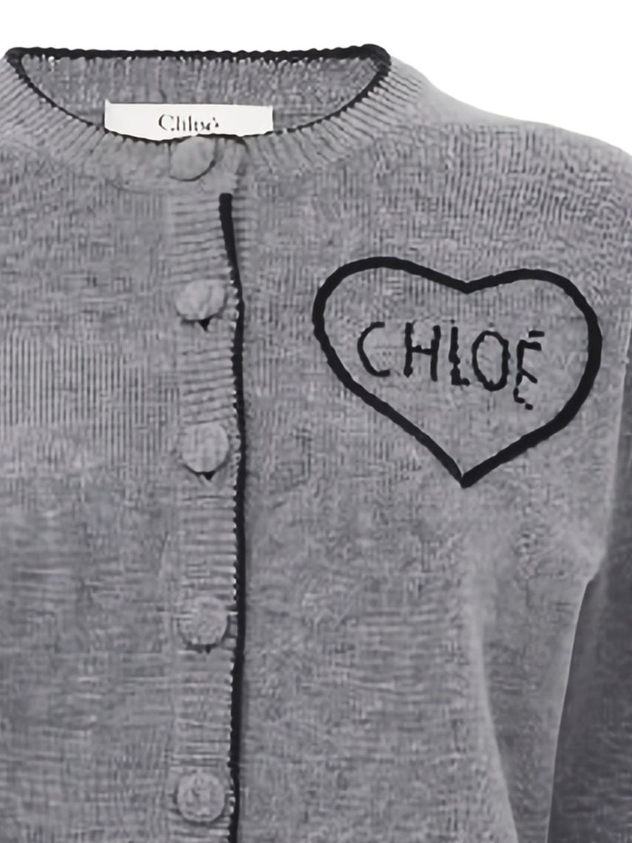 Chloé Logo Cashmere Cardigan Grey
