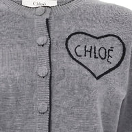 Chloé Logo Cashmere Cardigan Grey