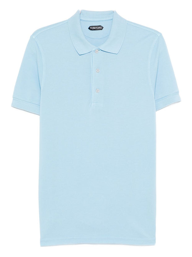 Tom Ford Cotton Blend Polo Shirt Blue