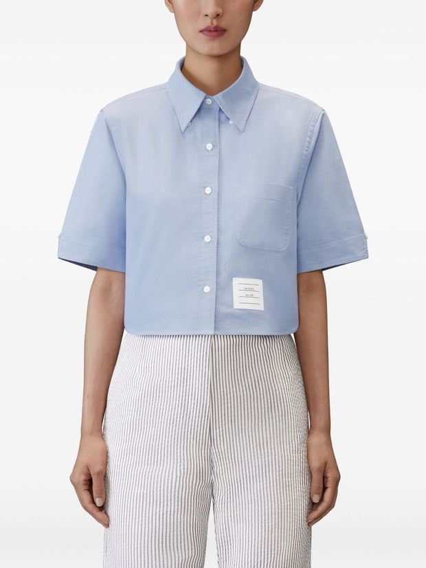 Thom Browne Cotton Cropped Shirt Blue