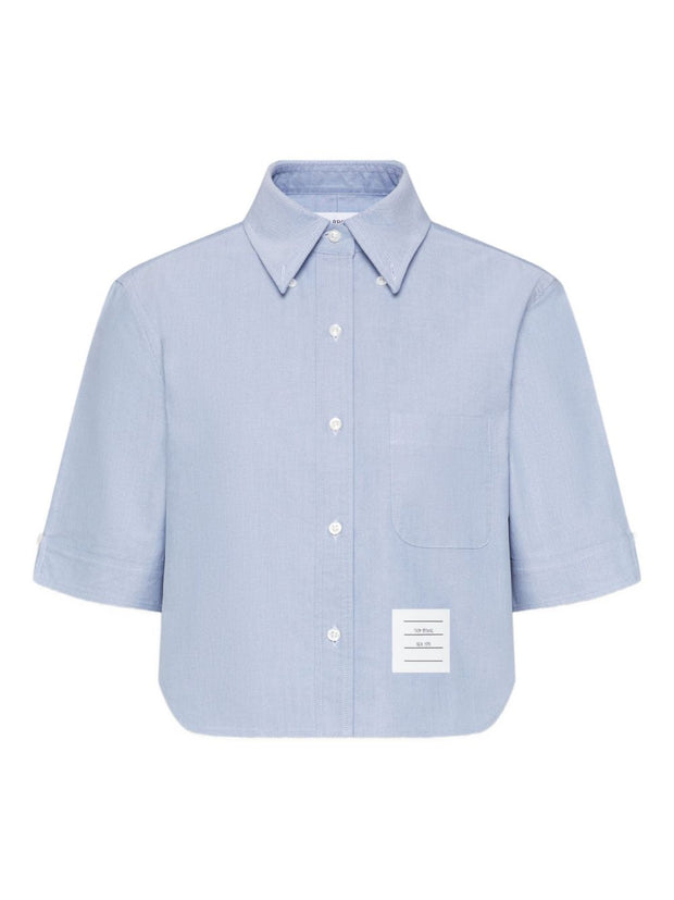 Thom Browne Cotton Cropped Shirt Blue