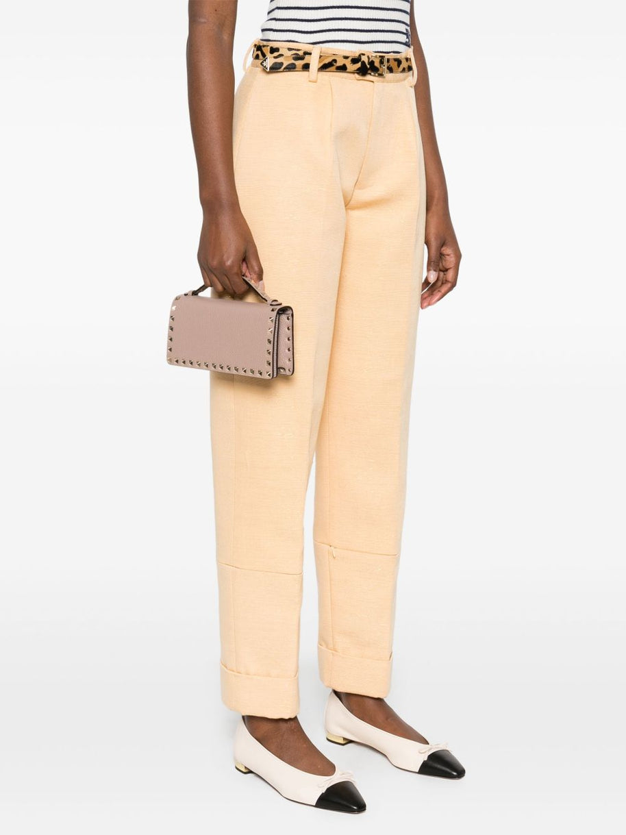 Valentino Garavani Rockstud Leather Wallet On Chain Powder