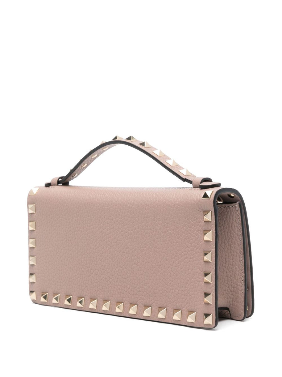 Valentino Garavani Rockstud Leather Wallet On Chain Powder