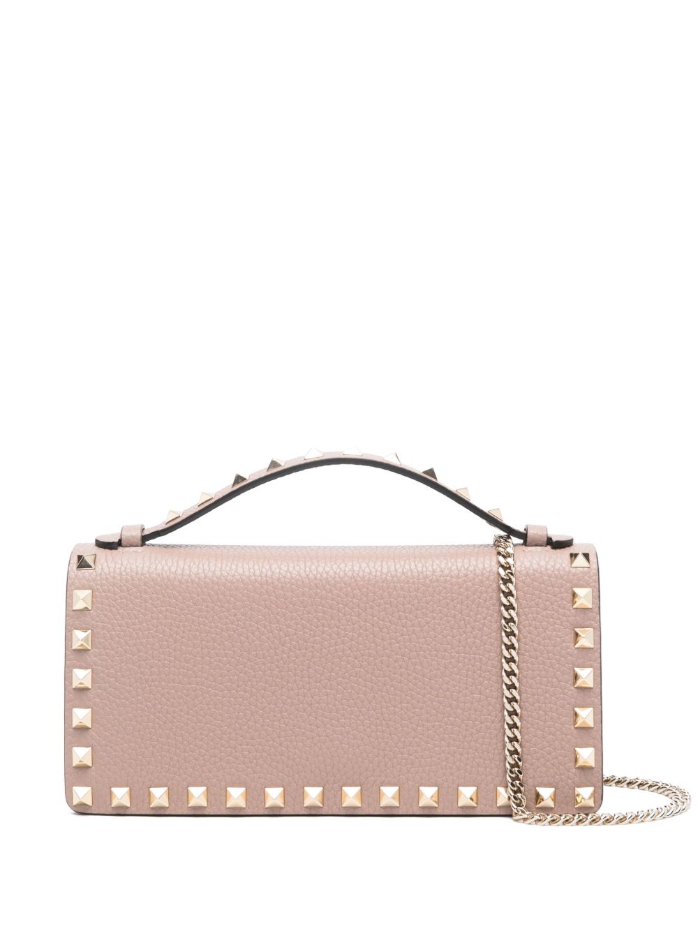 Valentino Garavani Rockstud Leather Wallet On Chain Powder
