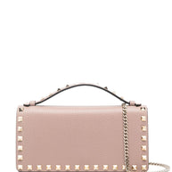 Valentino Garavani Rockstud Leather Wallet On Chain Powder