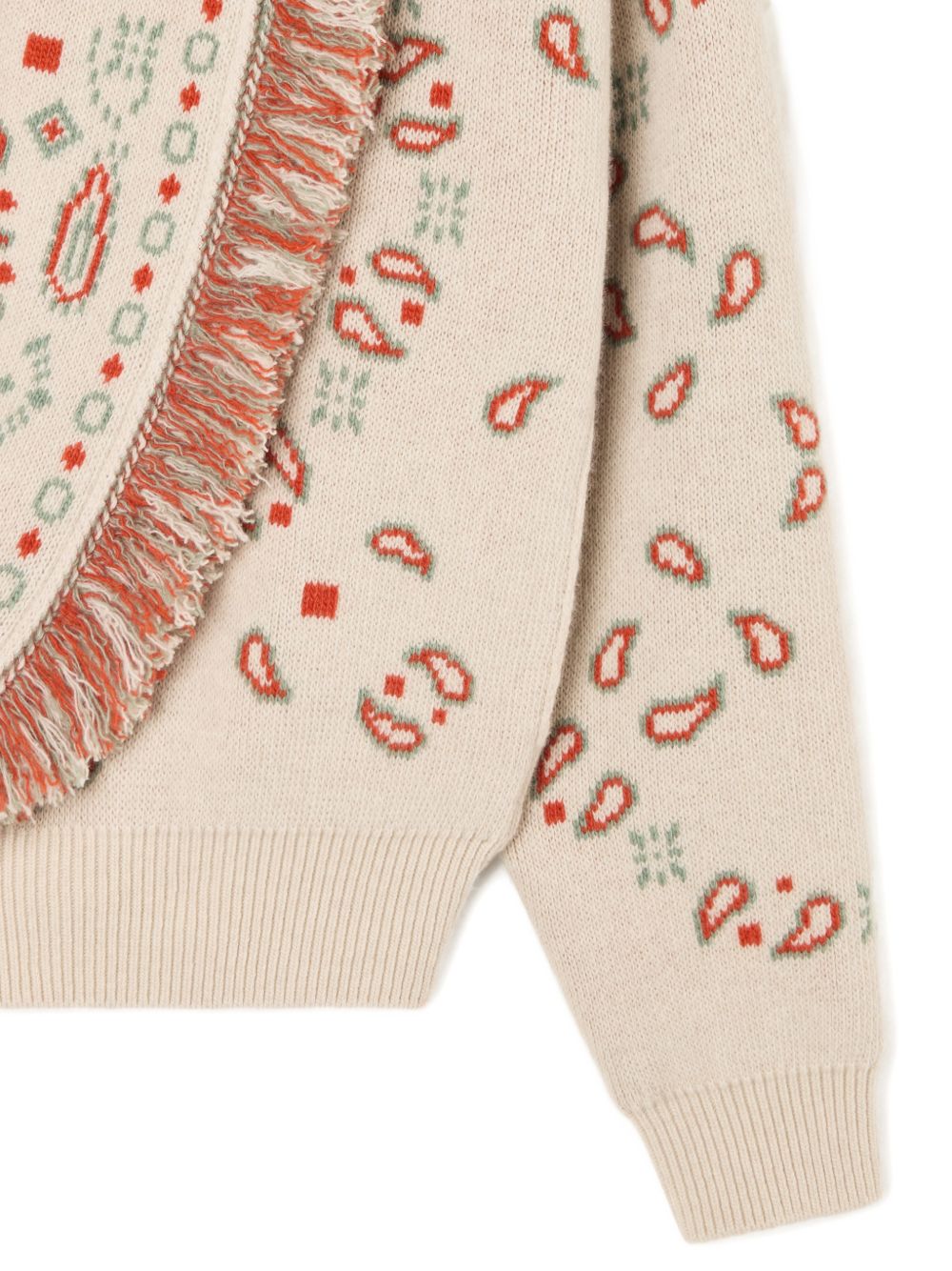 Alanui Bandana Jacquard Cashmere And Wool Cardigan Beige