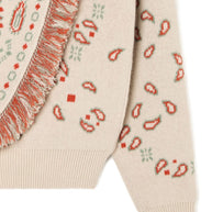 Alanui Bandana Jacquard Cashmere And Wool Cardigan Beige