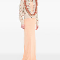 Alanui Bandana Jacquard Cashmere And Wool Cardigan Beige