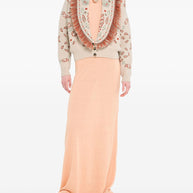 Alanui Bandana Jacquard Cashmere And Wool Cardigan Beige