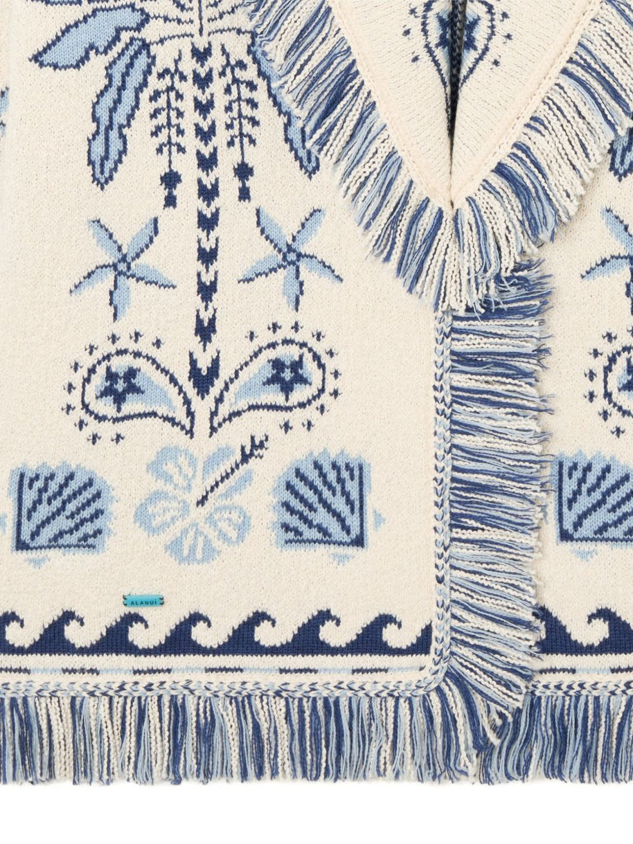 Alanui Echoes Of The Island Wool And Cotton Cardigan Beige