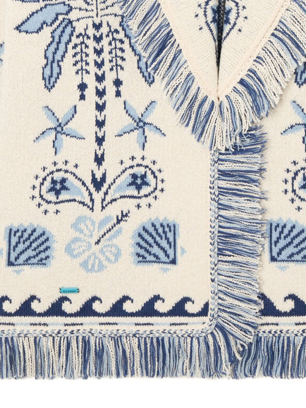 Alanui Echoes Of The Island Wool And Cotton Cardigan Beige