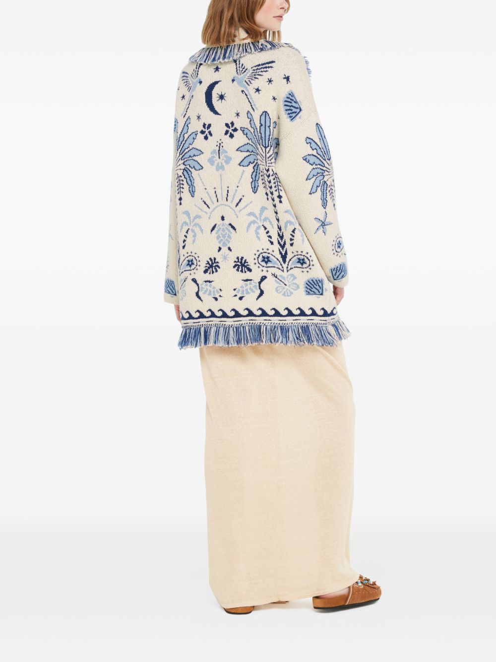 Alanui Echoes Of The Island Wool And Cotton Cardigan Beige