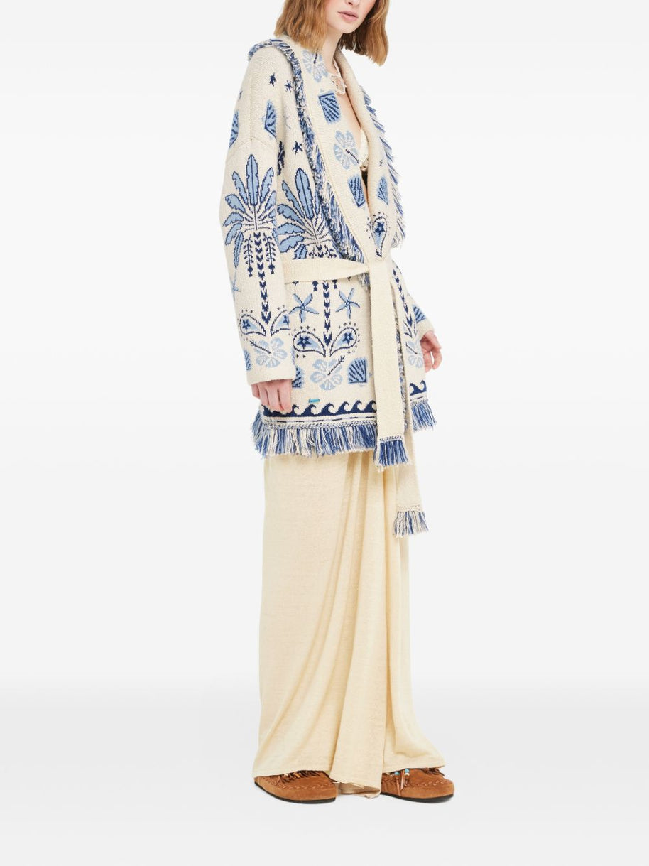 Alanui Echoes Of The Island Wool And Cotton Cardigan Beige