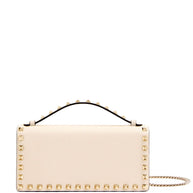 Valentino Garavani Rockstud Leather Wallet On Chain Ivory