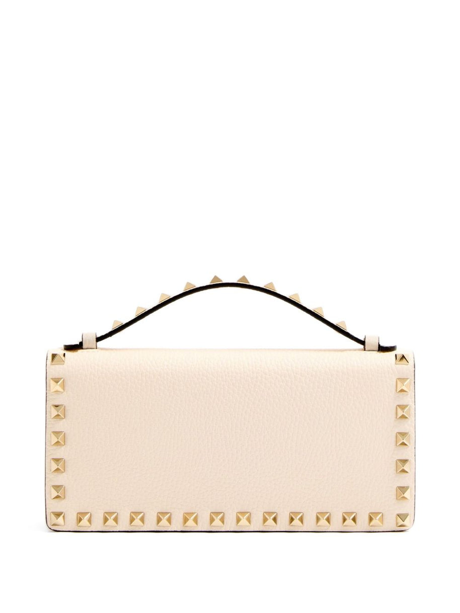 Valentino Garavani Rockstud Leather Wallet On Chain Ivory