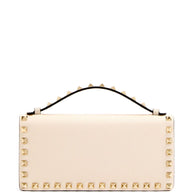 Valentino Garavani Rockstud Leather Wallet On Chain Ivory