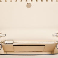 Valentino Garavani Rockstud Leather Wallet On Chain Ivory