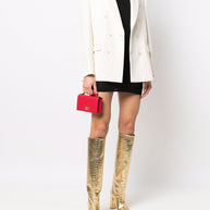 Valentino Garavani VLogo Signature Leather Wallet On Chain Red