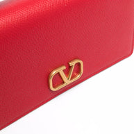 Valentino Garavani VLogo Signature Leather Wallet On Chain Red