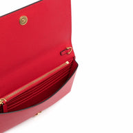 Valentino Garavani VLogo Signature Leather Wallet On Chain Red