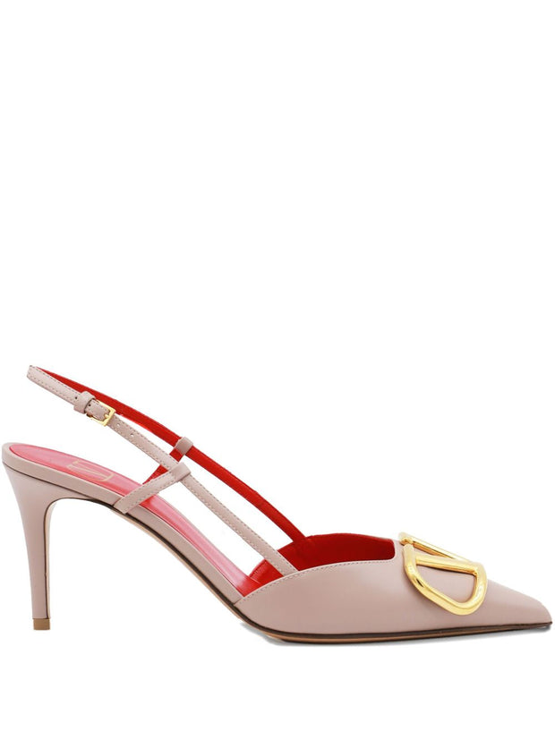 Valentino Garavani VLogo Signature Leather Slingback Pumps Powder