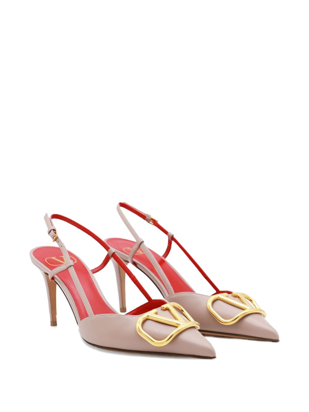 Valentino Garavani VLogo Signature Leather Slingback Pumps Powder