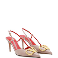 Valentino Garavani VLogo Signature Leather Slingback Pumps Powder
