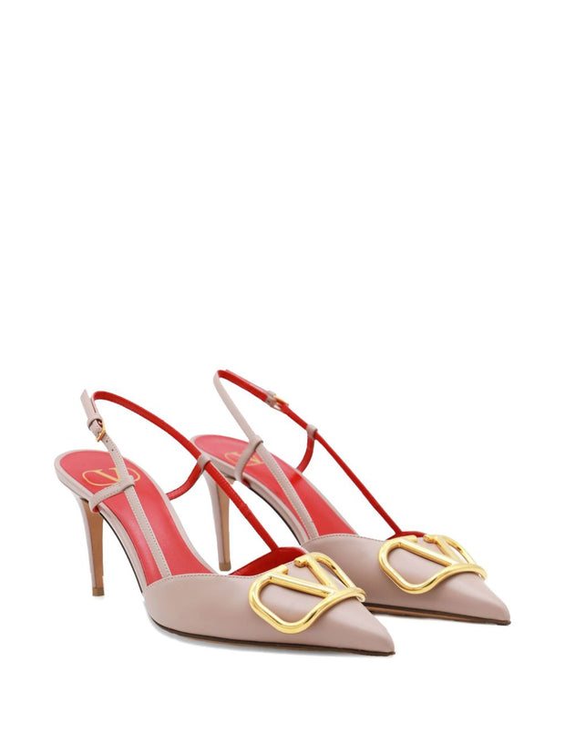 Valentino Garavani VLogo Signature Leather Slingback Pumps Powder
