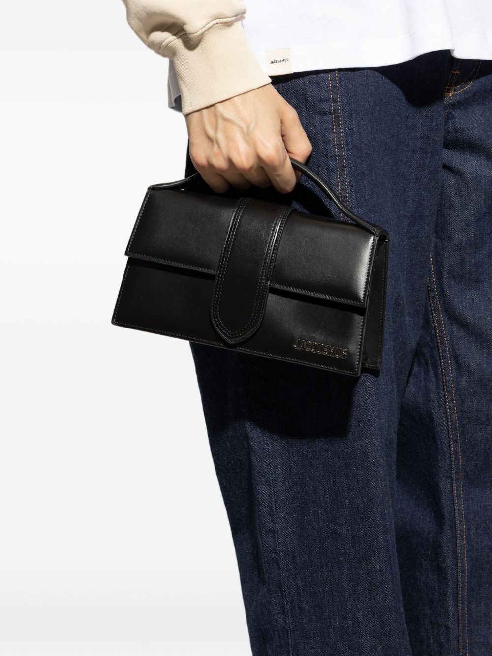 JACQUEMUS Le Grand Bambino Leather Handbag Black