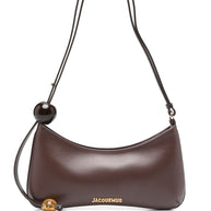 JACQUEMUS Le Bisou Perle Leather Shoulder Bag Brown