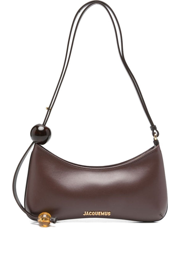 JACQUEMUS Le Bisou Perle Leather Shoulder Bag Brown