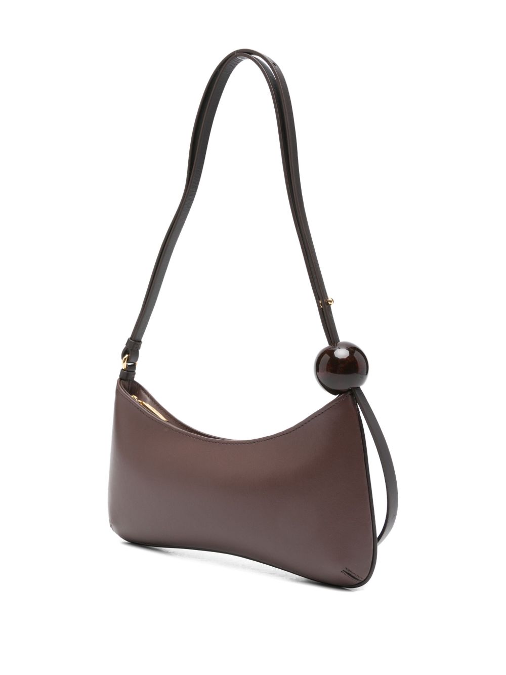 JACQUEMUS Le Bisou Perle Leather Shoulder Bag Brown