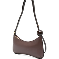 JACQUEMUS Le Bisou Perle Leather Shoulder Bag Brown