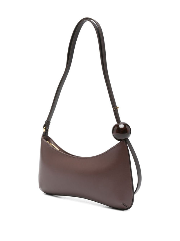 JACQUEMUS Le Bisou Perle Leather Shoulder Bag Brown