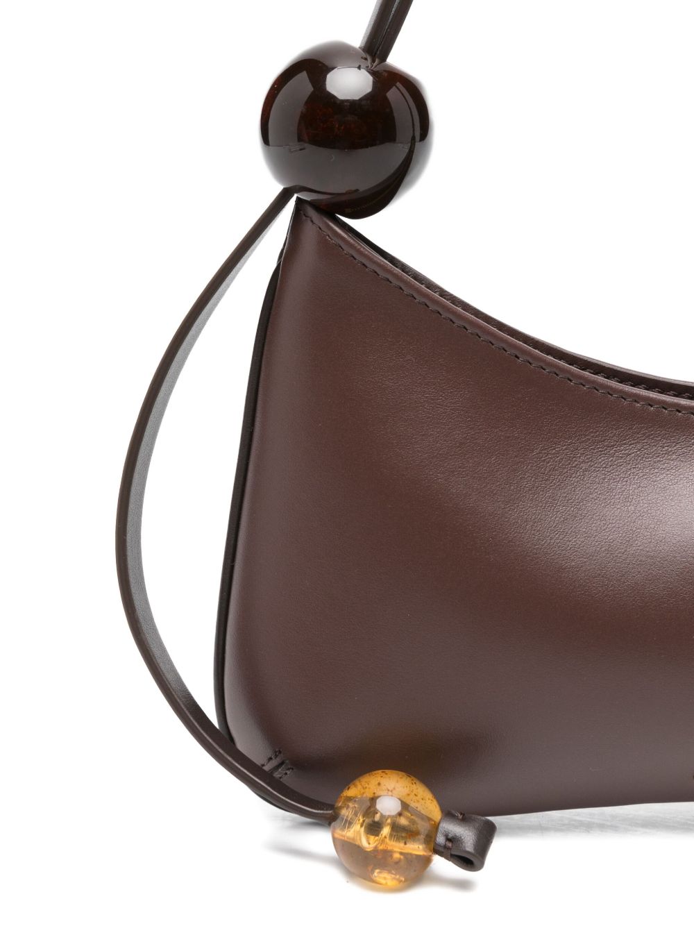 JACQUEMUS Le Bisou Perle Leather Shoulder Bag Brown