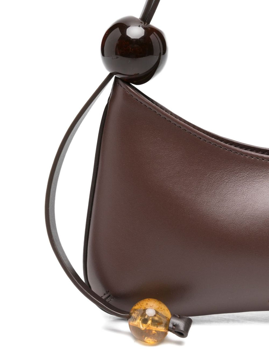 JACQUEMUS Le Bisou Perle Leather Shoulder Bag Brown