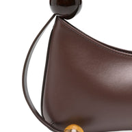 JACQUEMUS Le Bisou Perle Leather Shoulder Bag Brown